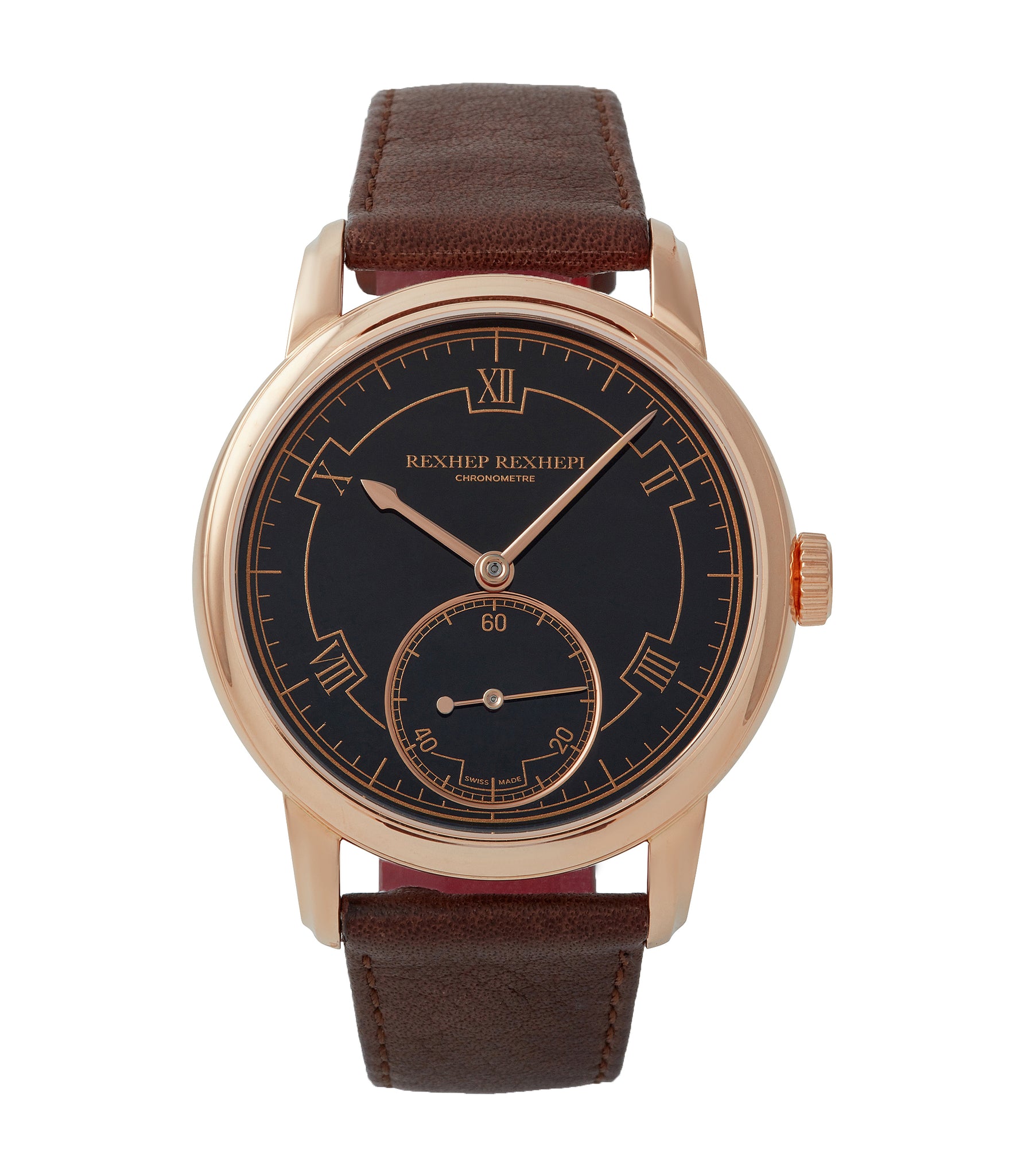 buy Rexhep Rexhepi Chronometre Contemporain AkriviA rose gold black enamel dial watch for sale online A Collected Man London UK specialist independent watchmakers