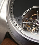 finishing buy AkriviA Tourbillon Regulateur steel watch black dial by independent manufacture at A Collected Man