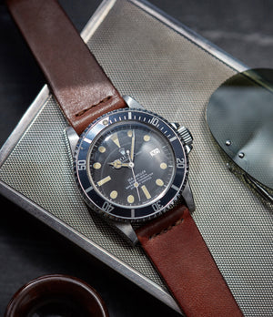Buy Amalfi JPM watch strap Rolex terracotta brown vintage leather quick-release springbars buckle handcrafted European-made for sale online at A Collected Man London