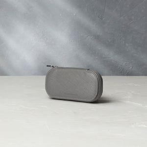 Amsterdam, one-watch One-watch slim pouch in steel grey Saffiano leather | Available World Wide | A Collected Man