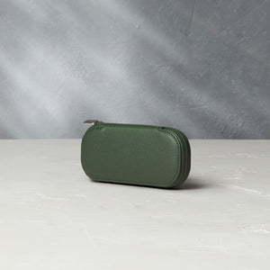 Amsterdam, one-watch One-watch slim pouch in emerald-green grained leather | Available World Wide | A Collected Man