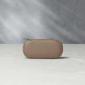 one-watch pouch, desert taupe, saffiano leather | Buy at A Collected Man London