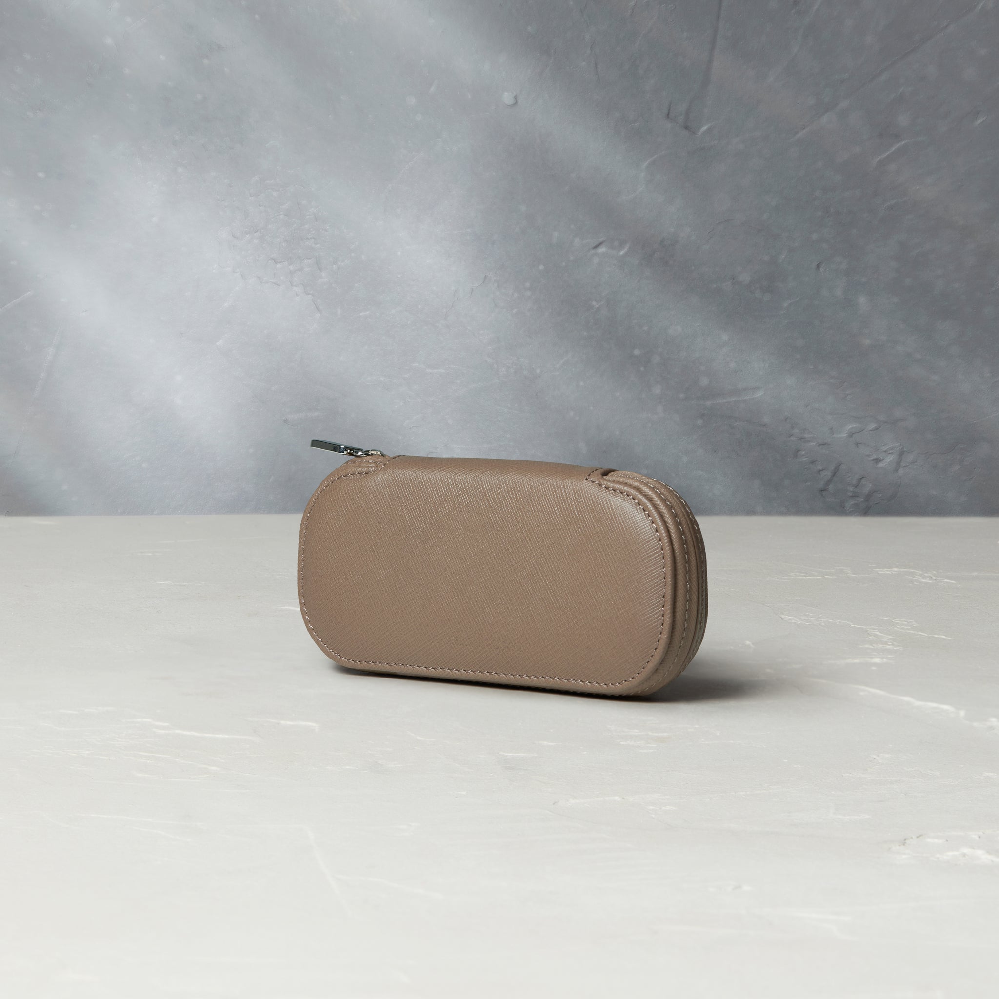 one-watch pouch, desert taupe, saffiano leather | Buy at A Collected Man London