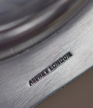luxury Asprey-signed silver ashtray from 1960s with engine-turned pattern for sale online A Collected Man London UK specialist of rare collectable objects