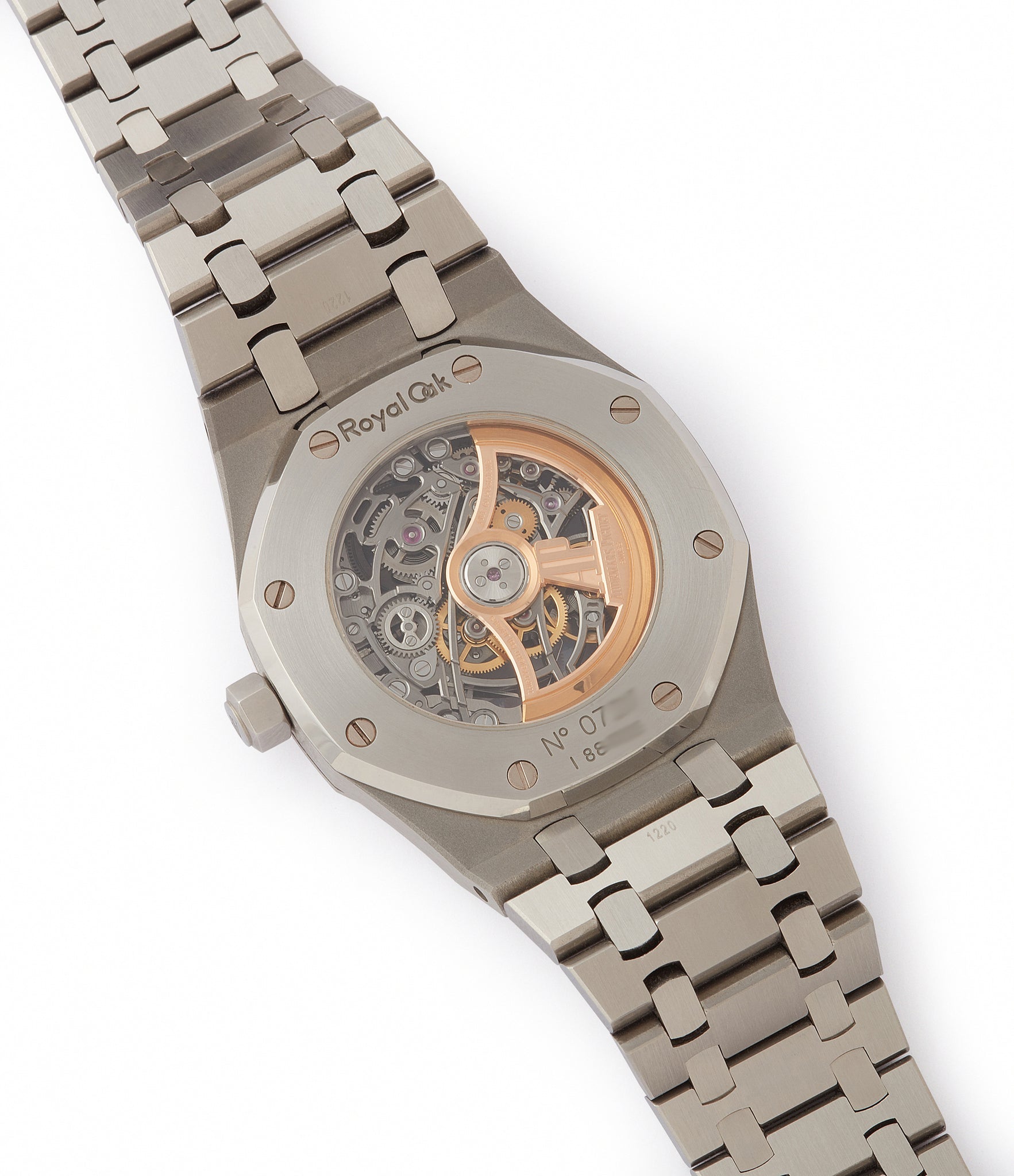 AP 3129 calibre Audemars Piguet Royal Oak skeletonised 15305ST steel watch for sale online at A Collected Man London UK specialist of rare watches