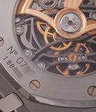AP 3129 movement Audemars Piguet Royal Oak skeletonised 15305ST steel watch for sale online at A Collected Man London UK specialist of rare watches