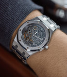 wristwatch Audemars Piguet Royal Oak skeletonised 15305ST steel watch for sale online at A Collected Man London UK specialist of rare watches