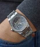 men's wristwatch Audemars Piguet Royal Oak skeletonised 15305ST steel watch for sale online at A Collected Man London UK specialist of rare watches