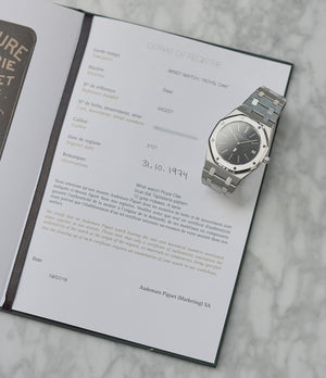 Audemars Piguet archive extract Royal Oak A-series 5402 steel sport watch for sale online at A Collected Man London UK specialist of rare watches