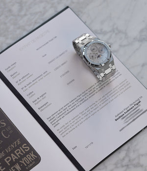 pre-owned Audemars Piguet Royal Oak Perpetual Calendar 25654ST steel vintage watch with Archive Extracts for sale online at A Collected Man London UK specialist of rare watches