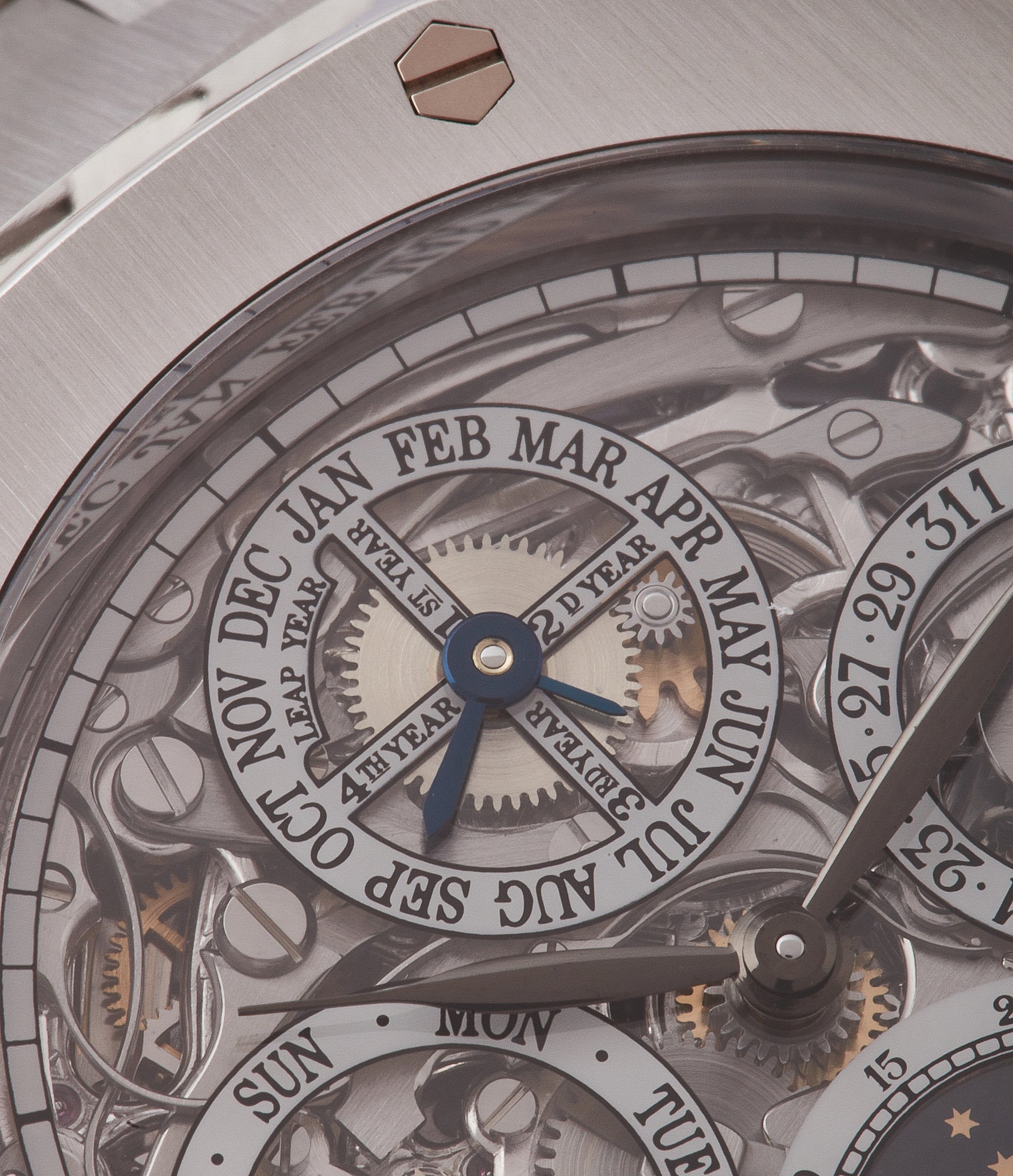perpetual calendar Audemars Piguet Royal Oak 25829PT skeleton dial platinum full set pre-owned watch for sale online at A Collected Man London UK specialist of rare watches