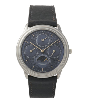 buy Audemars Piguet Quantieme Perpetual Calendar 2120/2 blue dial vintage dress watch for sale online at A Collected Man London UK specialist of rare watches