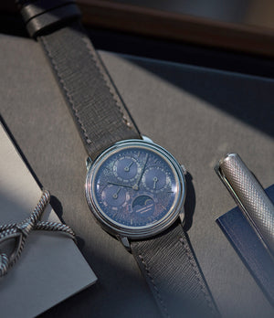 vintage Audemars Piguet Quantieme Perpetual Calendar 2120/2 blue dial vintage dress watch for sale online at A Collected Man London UK specialist of rare watches