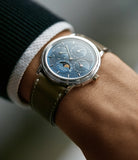 men's luxury wristwatch Audemars Piguet Quantieme Perpetual Calendar blue dial white gold dress watch for sale online at A Collected Man London specialist vintage watches