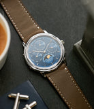 rare Audemars Piguet Quantieme Perpetual Calendar blue dial white gold dress watch for sale online at A Collected Man London specialist vintage watches