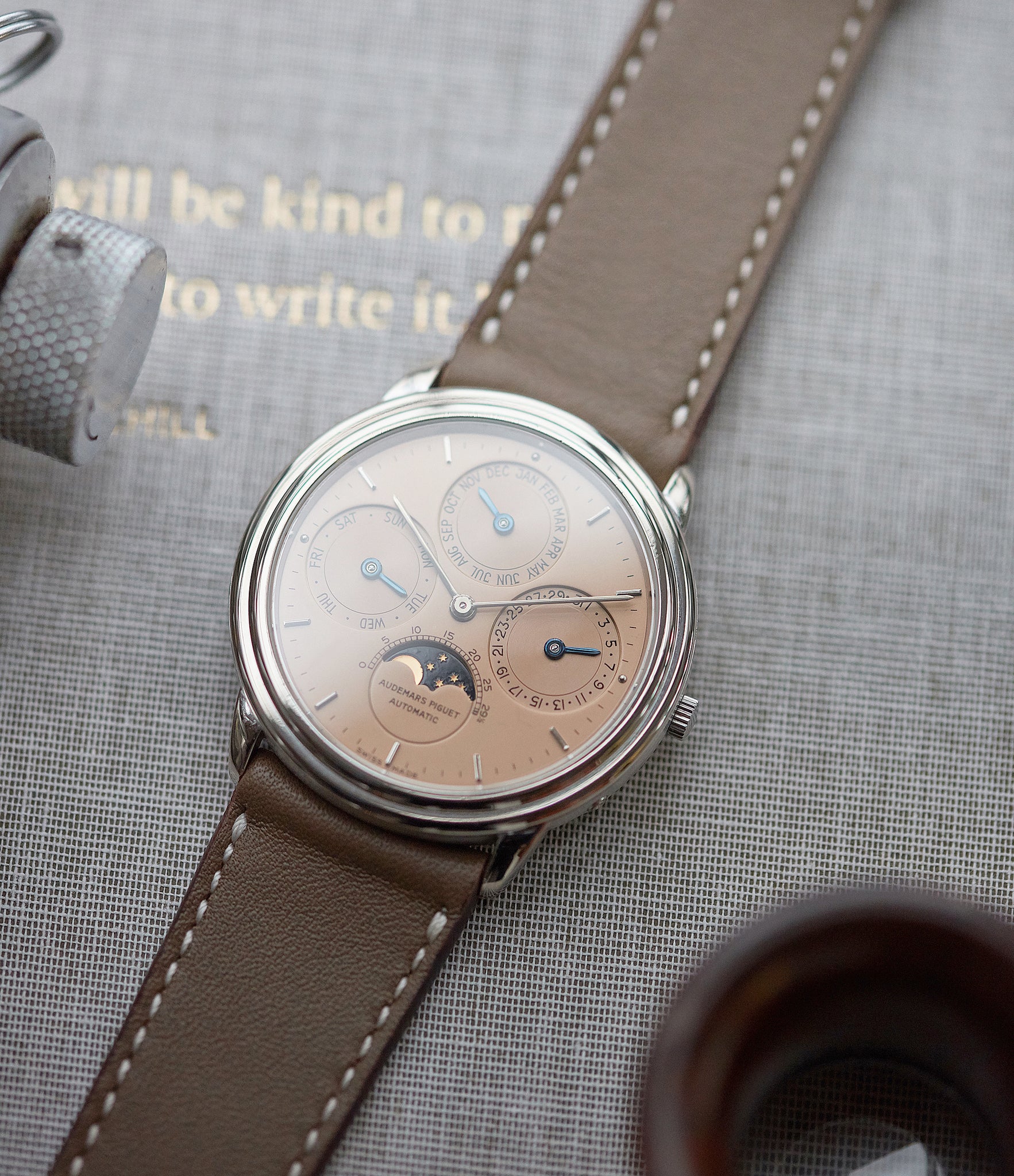 Perpetual Calendar | Salmon Dial | Grey Gold