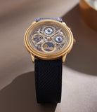 luxury rare pre-owned Audemars Piguet Quantième Perpétuel Skeleton 25668BA Yellow Gold preowned watch at A Collected Man London