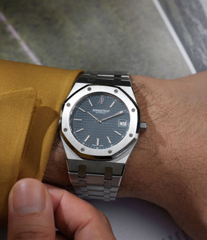 on the wrist Audemars Piguet Royal Oak 15202ST.OO.0944ST.03 Stainless Steel preowned watch at A Collected Man London