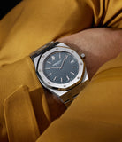 on the wrist Audemars Piguet Royal Oak 15202ST.OO.0944ST.03 Stainless Steel preowned watch at A Collected Man London