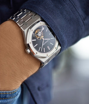 selling Audemars Piguet Royal Oak Tourbillon extra-slim Special Edition Japanese steel pre-owned watch for sale online at A Collected Man London UK specialist of rare watches