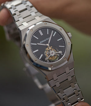 pre-owned Audemars Piguet Royal Oak Tourbillon extra-slim Special Edition Japanese steel pre-owned watch for sale online at A Collected Man London UK specialist of rare watches