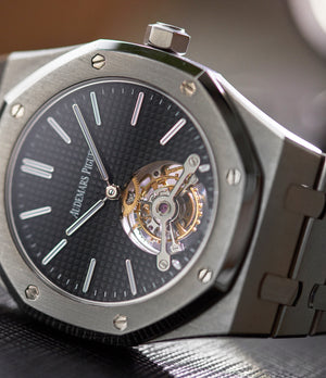 Japanese Limited Edition of 45 Audemars Piguet Royal Oak Tourbillon extra-slim Special Edition Japanese steel pre-owned watch for sale online at A Collected Man London UK specialist of rare watches