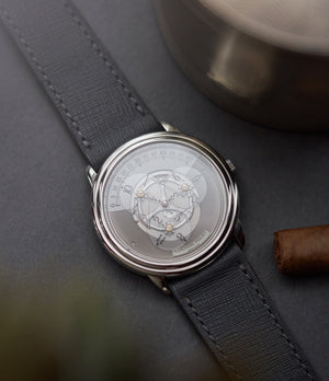 Buy saffiano quality watch strap in grey citadel grey from A Collected Man London, in short or regular lengths. We are proud to offer these hand-crafted watch straps, thoughtfully made in Europe, to suit your watch. Available to order online for worldwide delivery.
