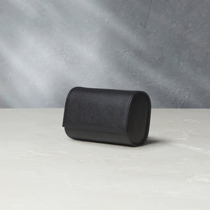 Watch Case Two-watch oval-shaped roll in black Saffiano leather | A Collected Man | Available World Wide