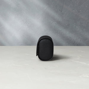 Watch Case Two-watch oval-shaped roll in black Saffiano leather | A Collected Man | Available World Wide