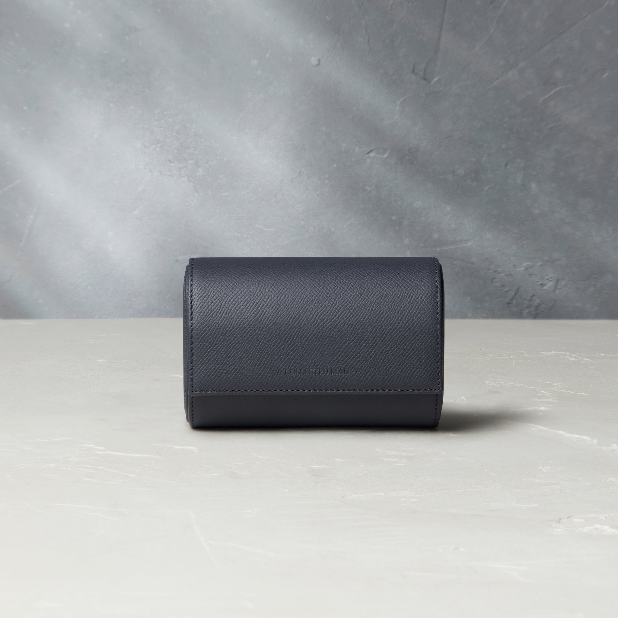 Barcelona, two-watch roll, midnight blue, grained leather | Buy at A Collected Man | Available World Wide