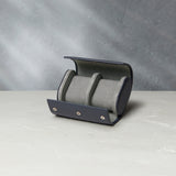 Barcelona, two-watch roll, midnight blue, grained leather | Buy at A Collected Man | Available World Wide