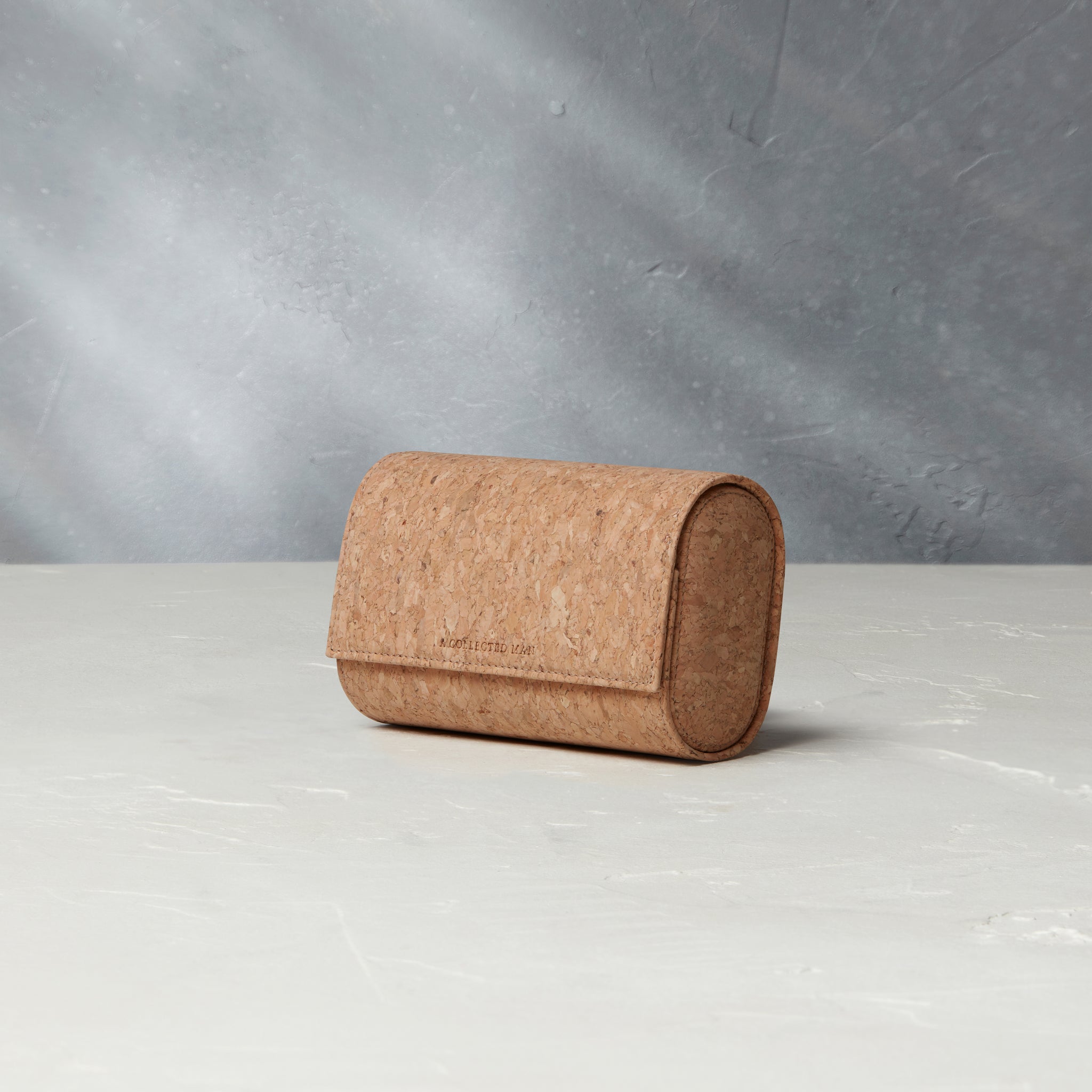 Two-watch oval-shaped roll in cork, stylish and secure home for your favourite watches, designed with travelling or daily storage in mind | A Collected Man