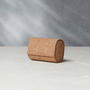 Two-watch oval-shaped roll in cork, stylish and secure home for your favourite watches, designed with travelling or daily storage in mind | A Collected Man