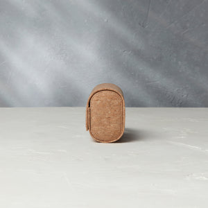 Two-watch oval-shaped roll in cork, stylish and secure home for your favourite watches, designed with travelling or daily storage in mind