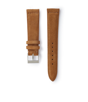 Selling Barcelona JPM watch strap tan suede quick-release springbars buckle handcrafted European-made for sale online at A Collected Man London