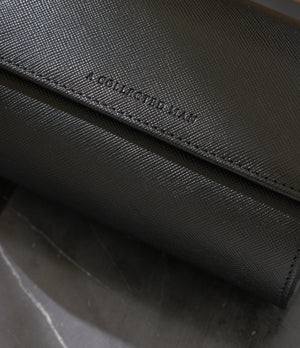 Watch Case Two-watch oval-shaped roll in black Saffiano leather | A Collected Man | Available World Wide