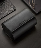 Watch Case Two-watch oval-shaped roll in black Saffiano leather | A Collected Man | Available World Wide