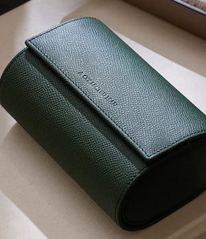 Watch Case | Barcelona, two-watch roll, emerald, grained leather | Buy at A Collected Man Accessories | Available World Wide