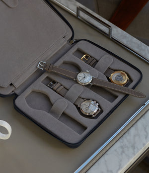 Besançon, eight-watch folio, midnight blue, grained leather | Buy A Collected Man Accessories