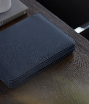 Besançon, eight-watch folio, midnight blue, grained leather | Buy A Collected Man Accessories