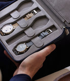 Besançon, eight-watch folio, midnight blue, saffiano leather | Buy at A Collected Man London