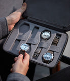 Besançon, eight-watch folio, stone grey, grained leather | Buy At Collected Man London