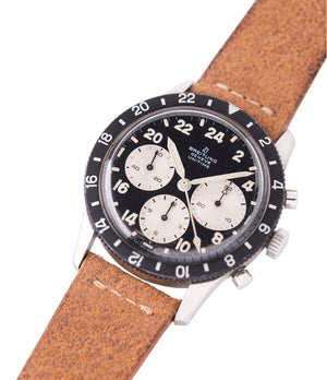 buy Breitling Unitime 1765 steel vintage chronograph Cal. 178 pilot watch for sale online at A Collected Man London UK specialist of rare watches