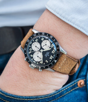 men's cool wristwatch Breitling Unitime 1765 steel vintage chronograph Cal. 178 pilot watch for sale online at A Collected Man London UK specialist of rare watches