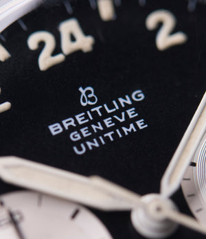 pilot's watch Breitling Unitime 1765 steel vintage chronograph Cal. 178 pilot watch for sale online at A Collected Man London UK specialist of rare watches