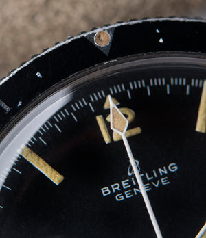 original lume Breitling 765 AVI pilot steel vintage chronograph watch online at A Collected Man London UK specialist of rare vintage watches