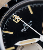 black dial Breitling 765 AVI pilot steel vintage chronograph watch online at A Collected Man London UK specialist of rare vintage watches