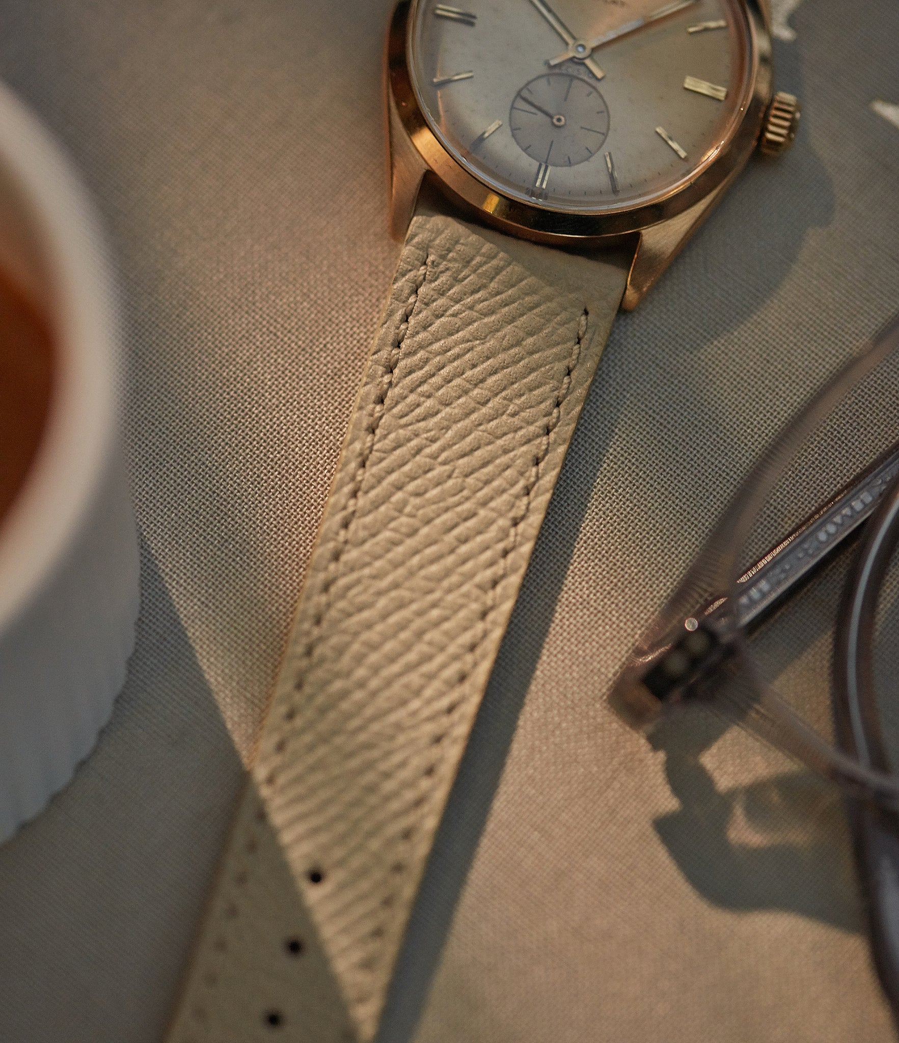 Buy Cairo Molequin watch strap cream grained leather quick-release springbars buckle handcrafted European-made for sale online at A Collected Man London