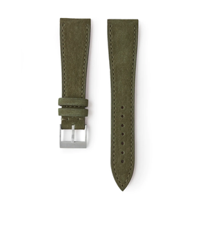 Selling Cape Town Molequin watch strap khaki olive green nubuck leather quick-release springbars buckle handcrafted European-made for sale online at A Collected Man London