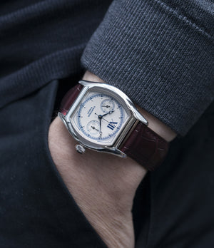 men's luxury dress watch Cartier Monopusher Monopoussoir ref. 2396 white gold dress watch with THA ebauche for sale online at A Collected Man London UK specialist of rare watches